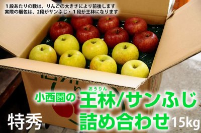画像1: サンふじ・王林詰め合わせ　特秀　15kg